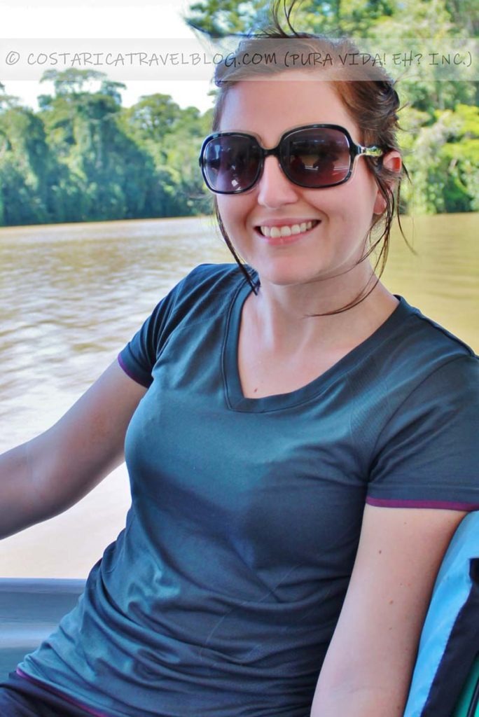 Nikki; boating through canals in Tortuguero